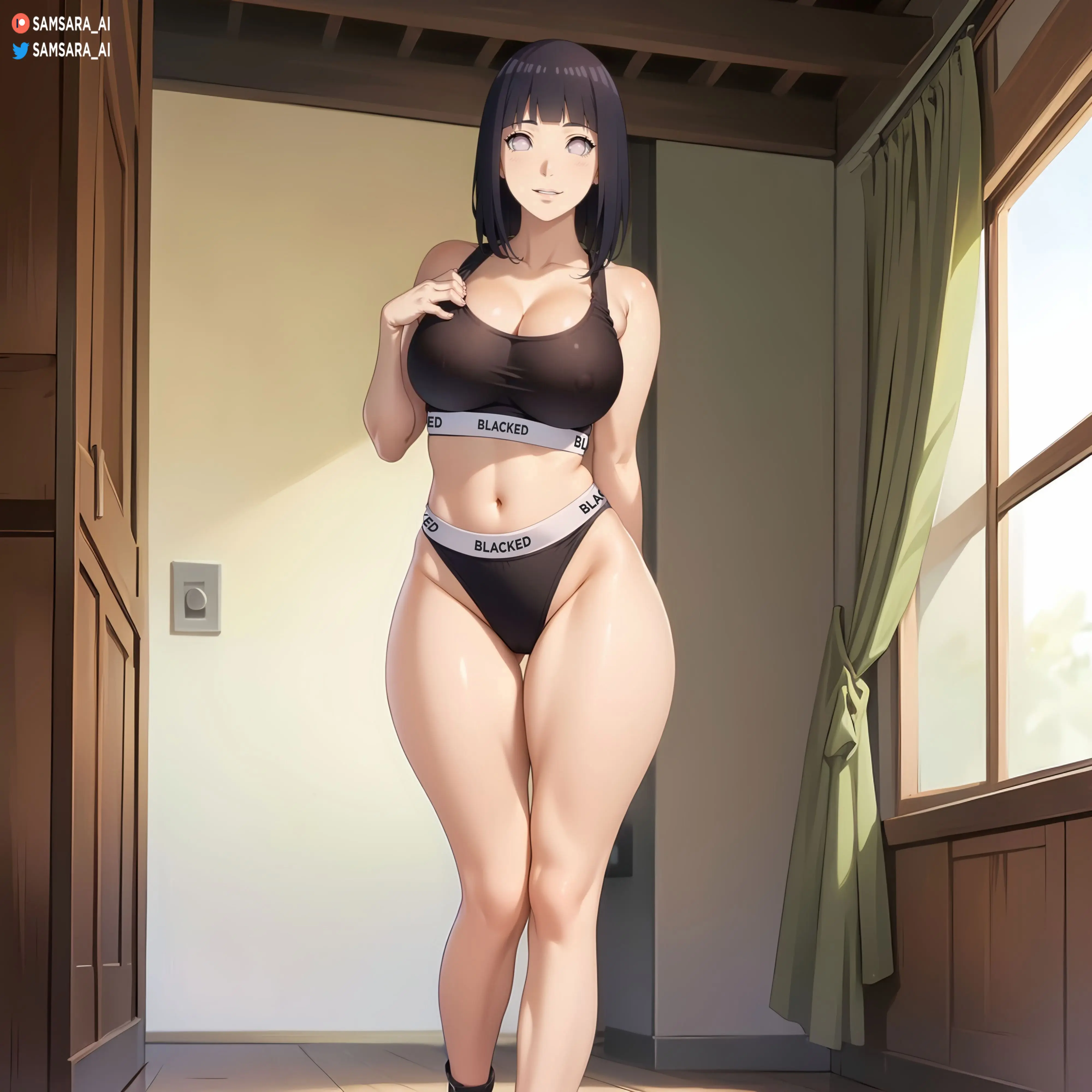 Hyuga Hinata in blacked bra and panties - Rule 34 AI Art